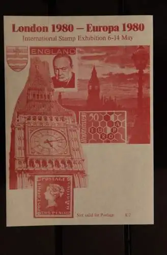 Großbritannien, LONDON 1980; Vignette rotes, dickes Papier, dunkler Druck