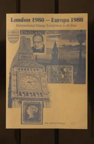 Großbritannien, LONDON 1980; Vignette blau, dünnes Papier, heller Druck