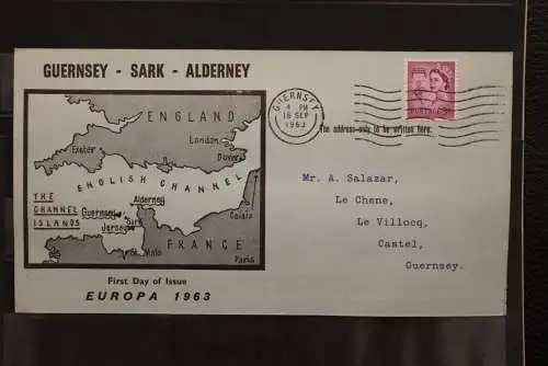 Guernsey-Alderney; EUROPA 1963, 6 Werte, gezähnt, FDC; lesen