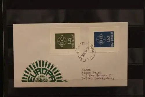 Italien Europa - CEPT 1959, Brief mit ungezähnten Marken aus Ministerblatt