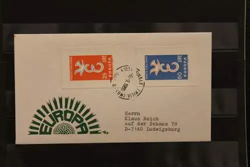 Italien Europa - CEPT 1958, Brief mit ungezähnten Marken aus Ministerblatt