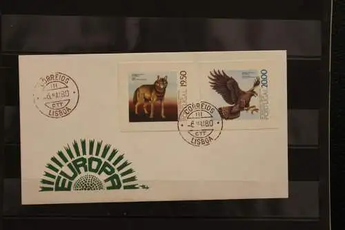 Portugal  Europäischer Artenschutz 1980, FDC mit ungezähnten Marken aus Ministerblatt, gebraucht