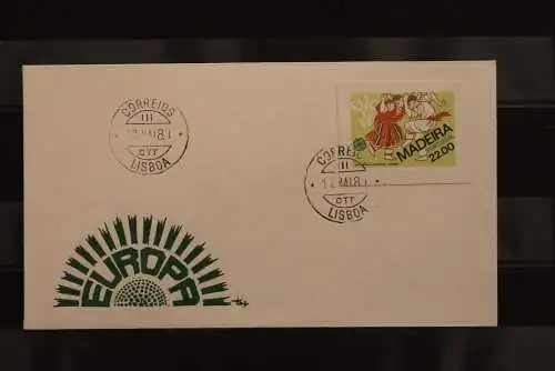 Portugal Madeira, CEPT 1981, FDC mit ungezähnter Marke aus Ministerblatt, gebraucht