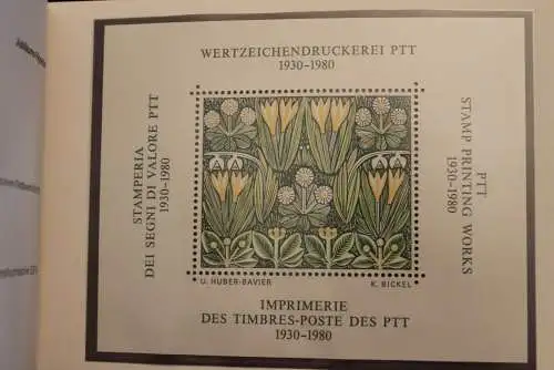 Schweiz;  PTT - Souvenir 1980; Die PTT, Ihr Partner Tag für Tag, mit Jubiläums-Vignette "Frühling"