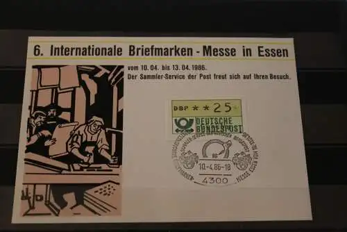 Intern. Messe Essen 1986, Ausstellungskarte der Post; ATM-Frankatur