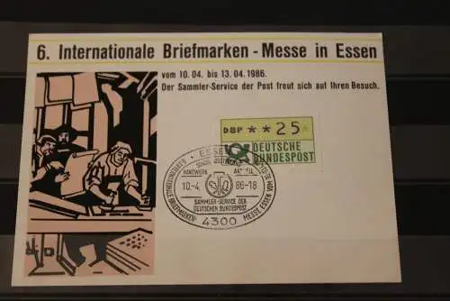 Intern. Messe Essen 1986, Ausstellungskarte der Post; ATM-Frankatur