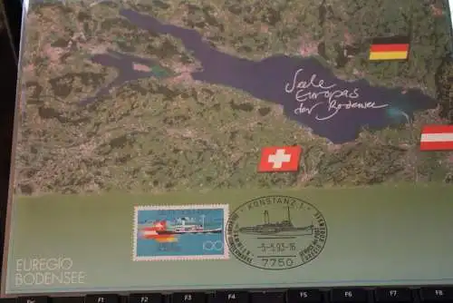 Der Bodensee-Seele Europas; Euregio, Ersttagsblatt; Konstanz, Gedenkblatt der Deutsche Post 1993