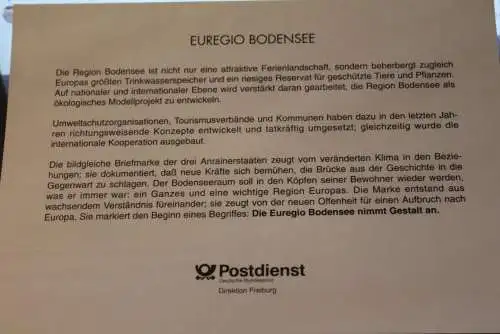 Der Bodensee-Seele Europas; Euregio, Ersttagsblatt; Konstanz, Gedenkblatt der Deutsche Post 1993