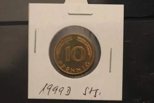 Bundesrepublik Deutschland, Kursmünze: 10 Pfennig; 1999 D, Jäger-Nr. 383, stg