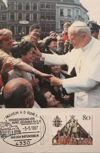 Deutschland 1987, Papstreise Deutschland; Papst Johannes Paul II. im Bistum Essen; MK 15h/87, Stempel Mülheim / Ruhr