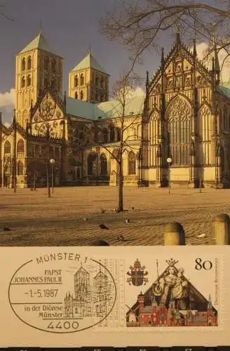 Deutschland 1987, Papstreise Deutschland; Papst Johannes Paul II. in der Diözese Münster; MK 15c/87, Stempel Münster