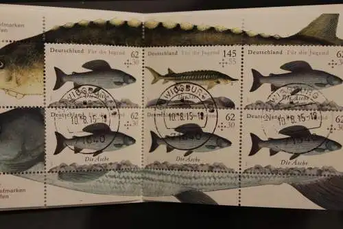 Deutschland; MH 100; Jugend: Fische; 2015, gebraucht; Tagesstempel