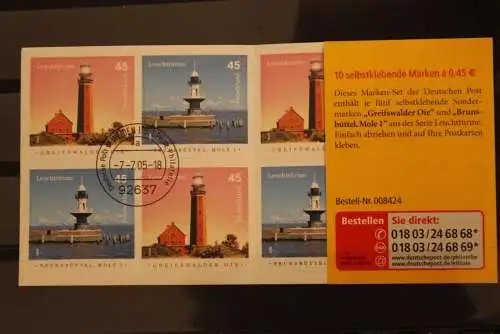 Deutschland; MH 58 b; Leuchttürme, 2005, gebraucht; Ersttagsstempel
