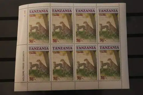 Tansania, Tanzania, Kleinbogen Raubkatzen, MNH