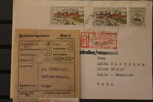 DDR; Berlin 1986, 9. Jugendausstellung ,Sonder R-Zettel, mit Einlieferungsschein