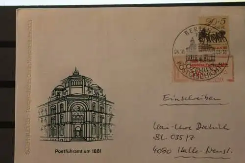 DDR; Berlin Sozphilex Postgeschichte 1985, Sonder R-Zettel, mit Einlieferungsschein