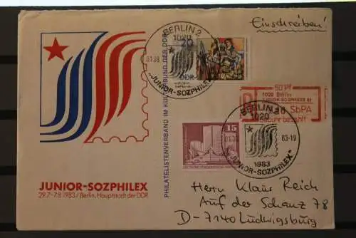 DDR; Berlin Junior-Sozphilex  1983, Sonder R-Zettel, mit Einlieferungsschein