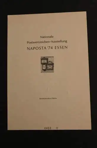 Deutschland; Vignetten Schwarzdruck zur NAPOSTA '74, Großformat; Karton