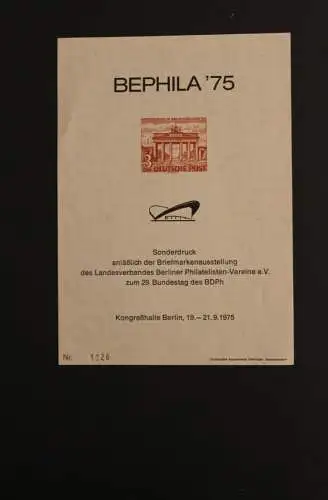 Berlin, Vignette zur BEPHILA '75 mit Rotdruck der MiNr. 59