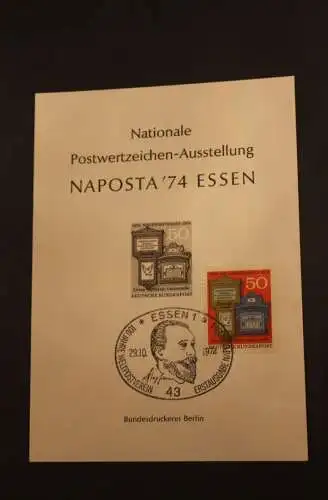 Deutschland; Vignette, Schwarzdruck NAPOSTA '74 Essen; UPU mit Marke, Sonderstempel