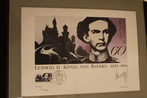 König Ludwig II. von Bayern 1986; Künstleredition mit Handsignatur; Limitierte Auflage; lesen