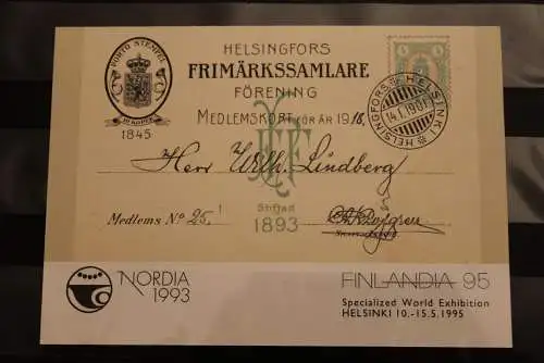 Finnland 1993, Ausstellungskarte NORDIA 1993, mit Hologramm, Karte 1; Sonderstempel