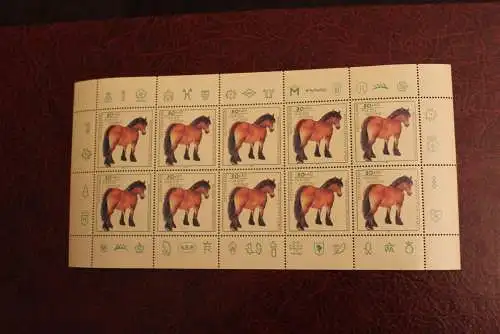 Zehnerbogen Für die Jugend 1997: Pferderassen; MiNr. 1920-24; MNH, PF1923 I