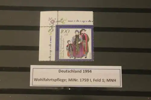 Wohlfahrt 1994: Deutsche Trachten (II); MiNr. 1759 I; MNH, PF1759 I