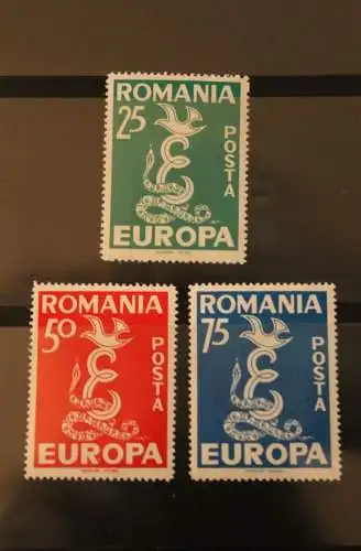 EUROPA; Rumänien; 1958 EUROPA-Vignette; Satz mit 3 Werten, gezähnt, MNH, lesen