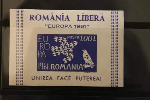 EUROPA; Rumänien; 1961 EUROPA-Vignette; Block, ungezähnt, MNH, lesen