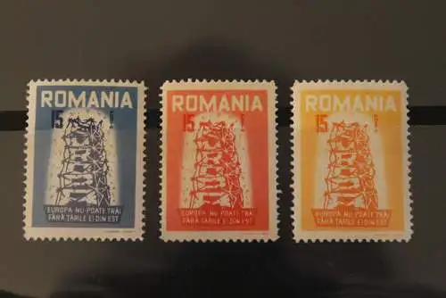 EUROPA; Rumänien 1956; EUROPA-Vignette; Satz mit 3 Werten; gezähnt, MNH, lesen