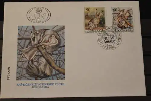Jugoslawien 1992, Tiere, auf FDC
