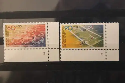 Deutschland; Für den Sport, 1981, MiNr. 1094-95, Eckrand mit Plattennummer, ungebraucht postfrisch