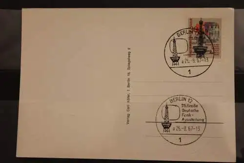 Berlin, Offiz. Karte der Funkaustellung 1967 Berlin, Ersttagsstempel