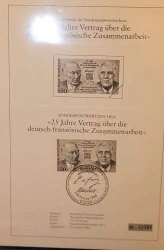 Deutschland, Sonderblatt,Erinnerungsblatt,Gedenkblatt,Schwarzdruck:Deutsch-Französische Zusammenarbeit 1988