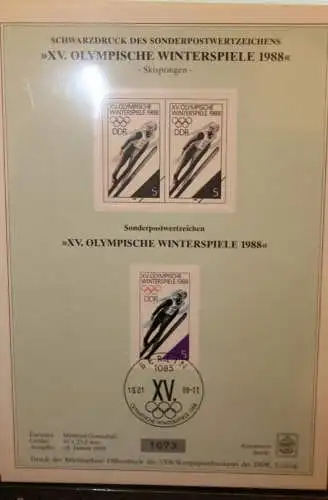 DDR Sonderblatt,Erinnerungsblatt,Gedenkblatt,Schwarzdruck:XV.Olympische Winterspiele 1988