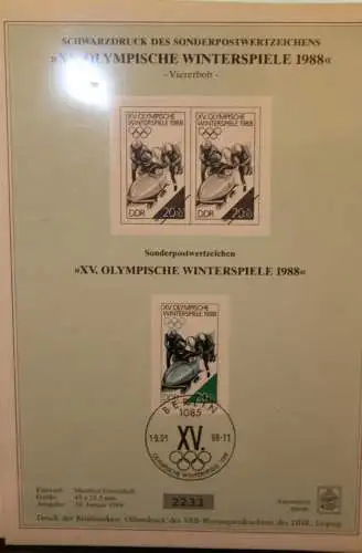 DDR Sonderblatt,Erinnerungsblatt,Gedenkblatt,Schwarzdruck:XV.Olympische Winterspiele 1988