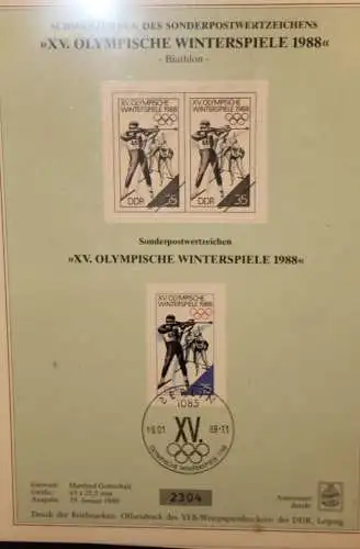 DDR Sonderblatt,Erinnerungsblatt,Gedenkblatt,Schwarzdruck:XV.Olympische Winterspiele 1988