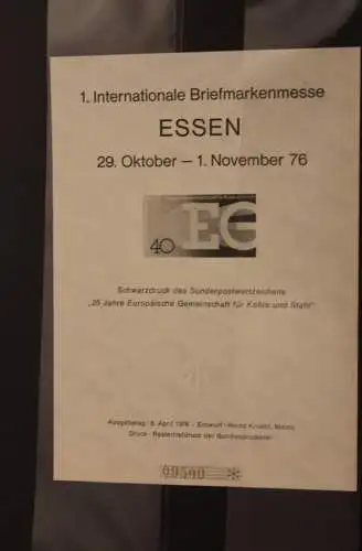 Deutschland, 1. Intern. Briefmarkenmesse Essen '76, Vignette / Schwarzdruck  zur Ausstellung