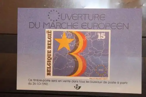 Belgien, Europäischer Binnenmarkt 1992, Gedenkblatt zur MiNr. 2537