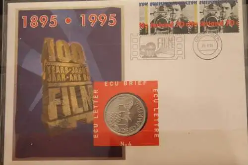 Niederlande, ECU - Numisbrief  Nr. 4; 1995; ECU - Brief 100 Jahre Film