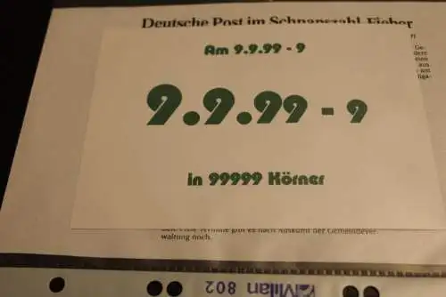 Deutschland:Schnapszahl Postleitzahl 99999 Körner 9.9.99-9