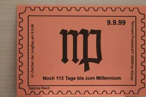 Deutschland:Schnapszahl Postleitzahl 99999 Körner 9.9.99-9