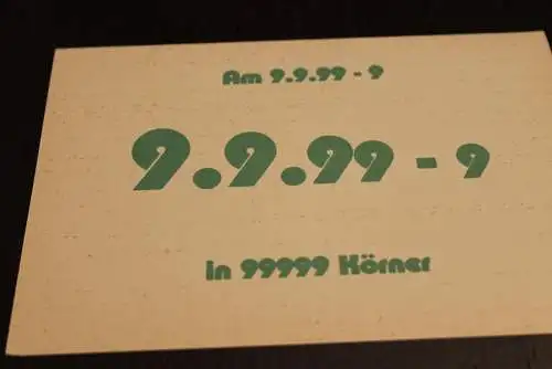 Deutschland:Schnapszahl Postleitzahl 99999 Körner 9.9.99-9; BPK: Wolfsburg