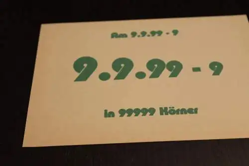 Deutschland:Schnapszahl Postleitzahl 99999 Körner 9.9.99-9; BPK: Gelsenkirchen