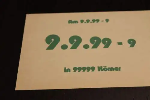Deutschland:Schnapszahl Postleitzahl 99999 Körner 9.9.99-9; BPK:Hannover,Polizeiausstellung