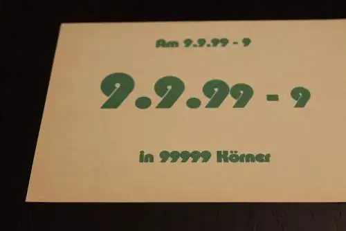 Deutschland:Schnapszahl Postleitzahl 99999 Körner 9.9.99-9; BPK: Bad Drieburg