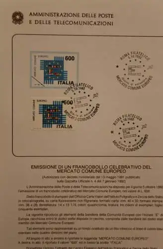 Ministerblatt Italien 1992; Vollendung des Europäischen Marktes; ETB, Ersttagsblatt