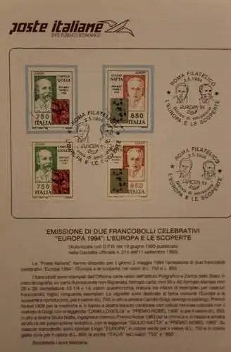 Ministerblatt Italien 1994; EUROPA, CEPT; ETB, Ersttagsblatt