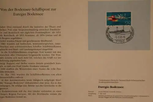 Der Bodensee-Seele Europas; Euregio, Ersttagsblatt; Konstanz, Gedenkblatt 1993